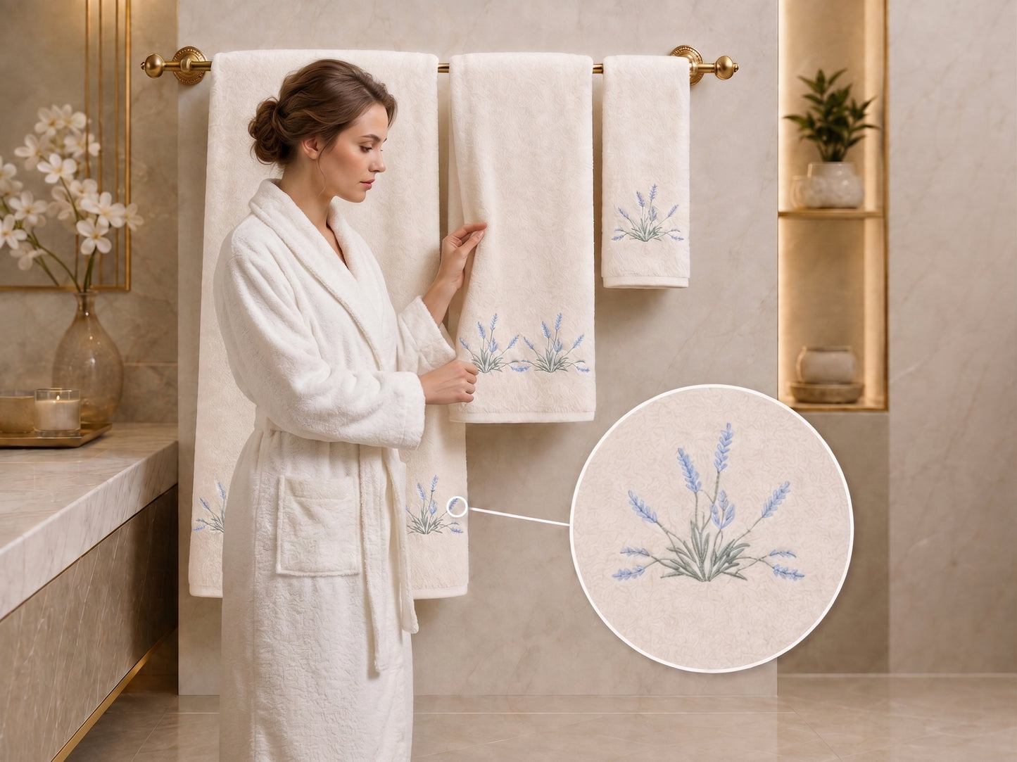 Rose Meadow Embroidered Towel Set - 5 Pieces