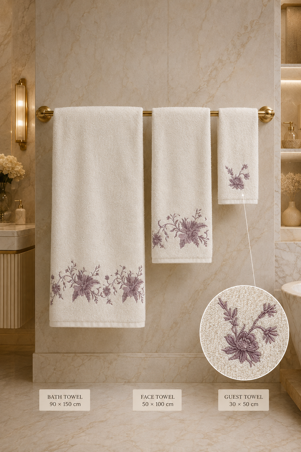Botanical Embroidered 5-Piece Towel Set