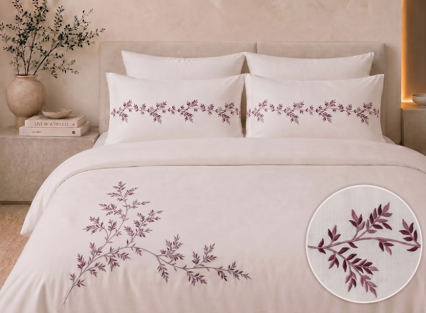 Kayla Duvet 6 pieces - Embroidery pure 100% Egyptian Cotton