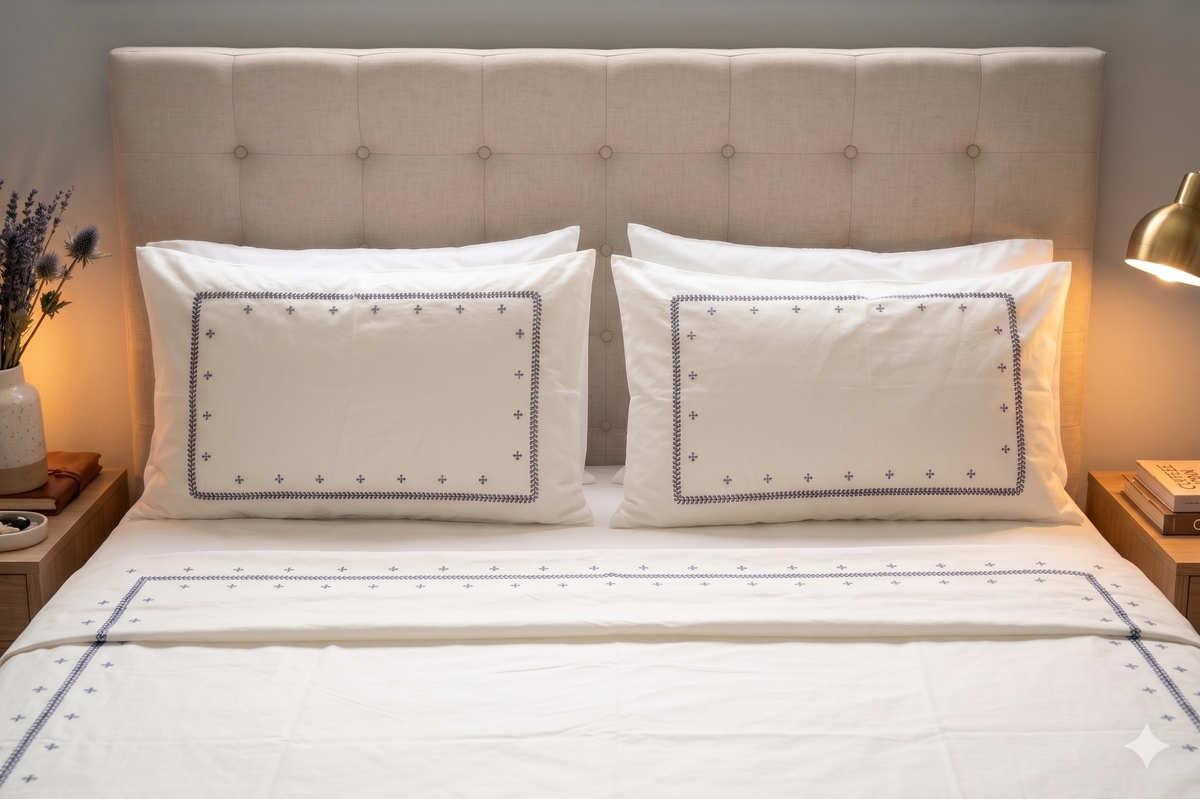 Bas Embroidered Duvet Set – Pure Giza Egyptian Cotton