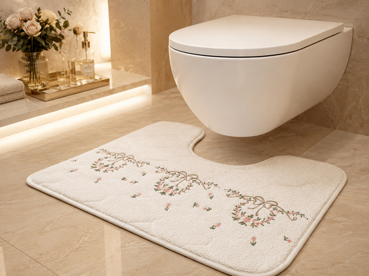 Sonbol Embroidered 3-Piece Bathmat Set – 100% Pure Cotton