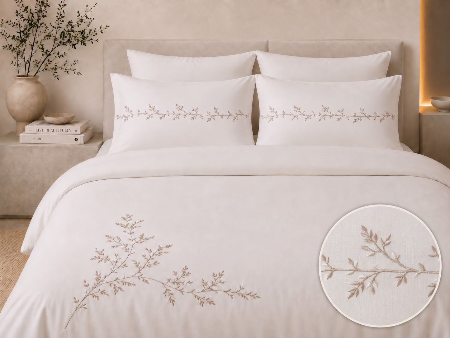 Kayla Duvet 6 pieces - Embroidery pure 100% Egyptian Cotton