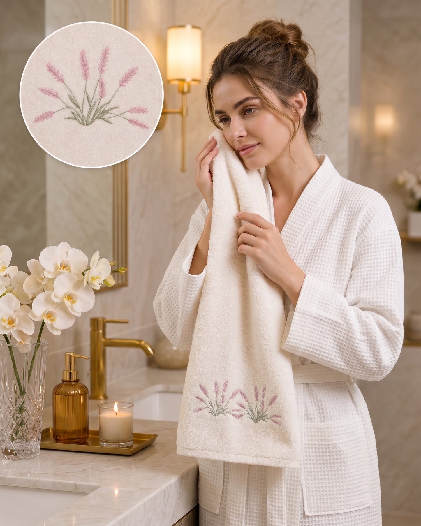 Rose Meadow Embroidered Towel Set - 5 Pieces
