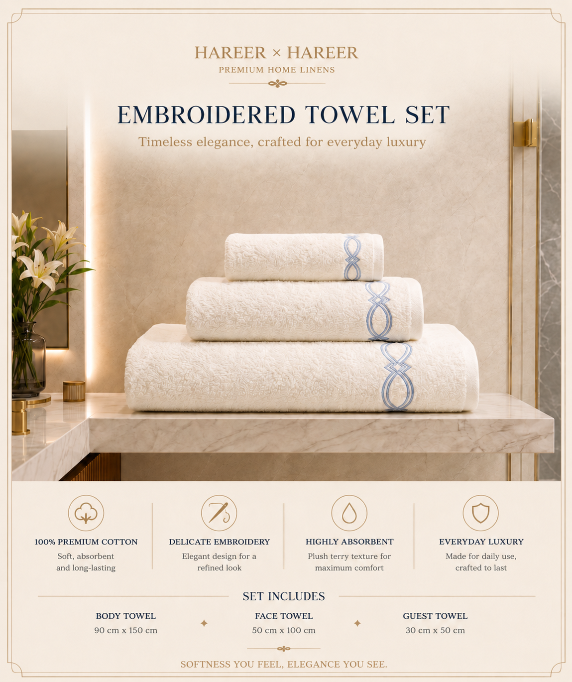 Hamis - Embroidered Towel Set