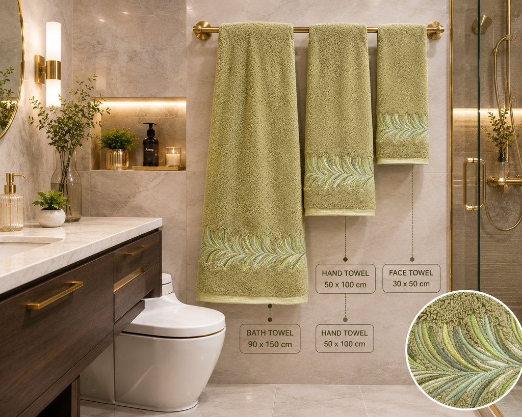 Leil Towel Set (5 Pieces) - Olive Green – product image 2 | Hareer x Hareer