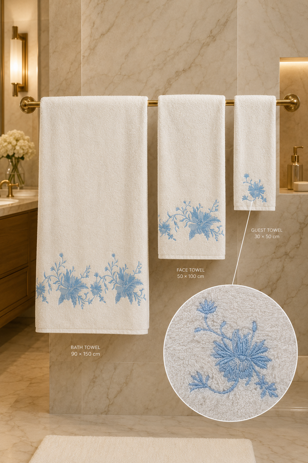 Botanical Embroidered 5-Piece Towel Set
