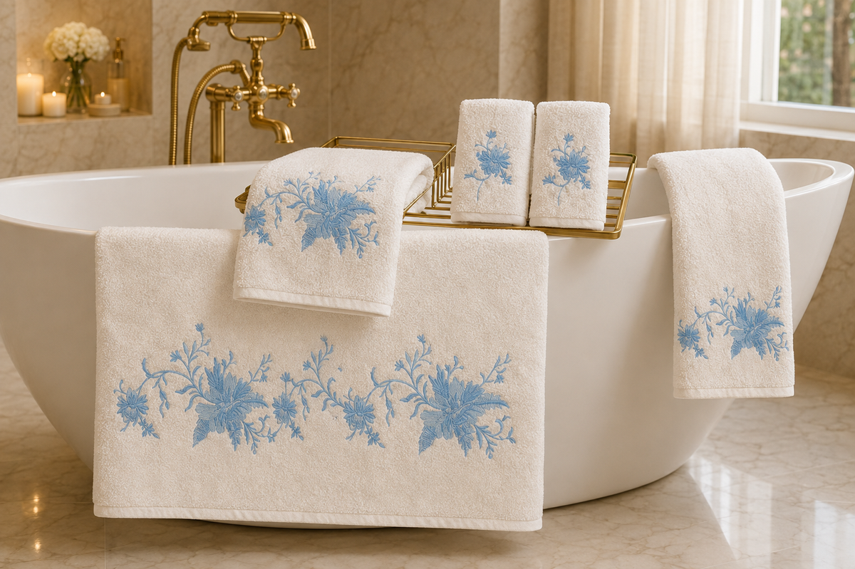 Botanical Embroidered 5-Piece Towel Set