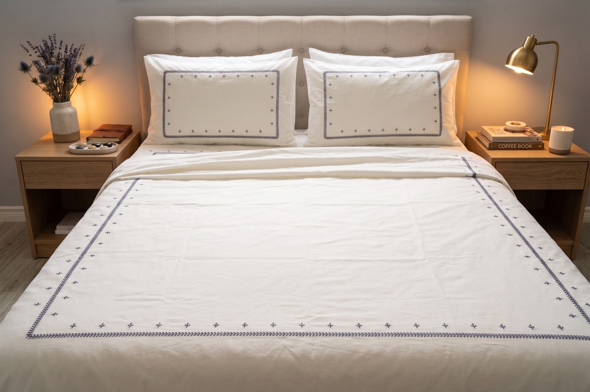 Bas Embroidered Duvet Set – Pure Giza Egyptian Cotton
