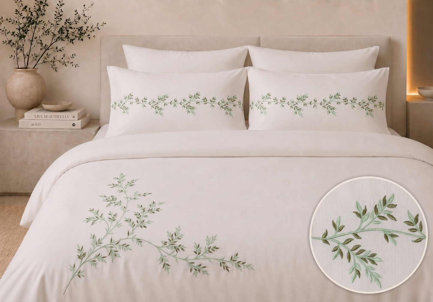 Kayla Duvet 6 pieces - Embroidery pure 100% Egyptian Cotton