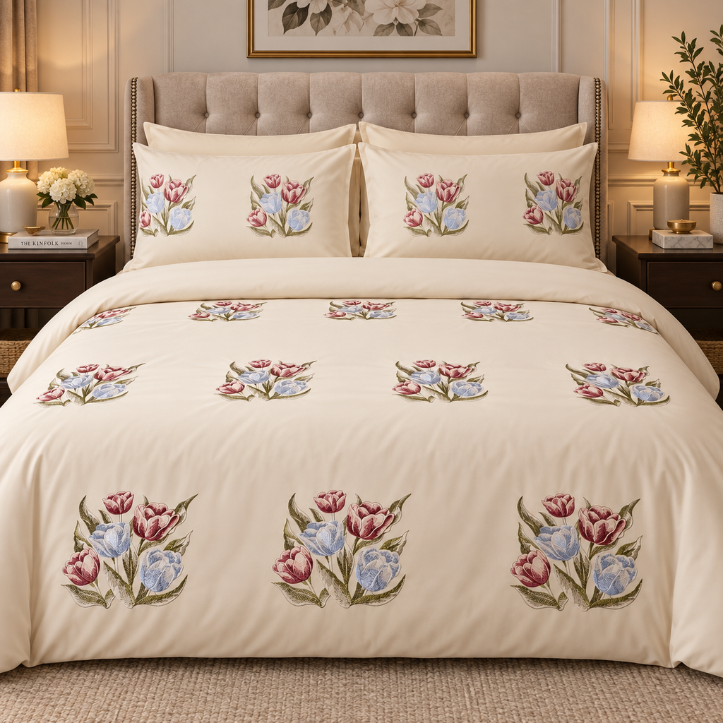 Radwa – 6-Piece Pure Giza Egyptian Cotton Duvet Set – product image 1 | Hareer x Hareer