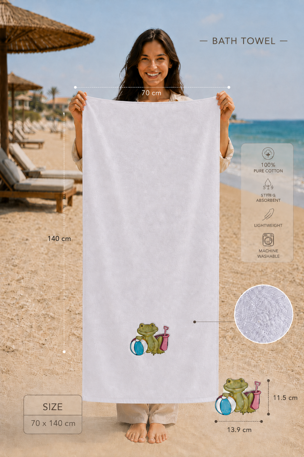 Froggy Beach Kids Towel