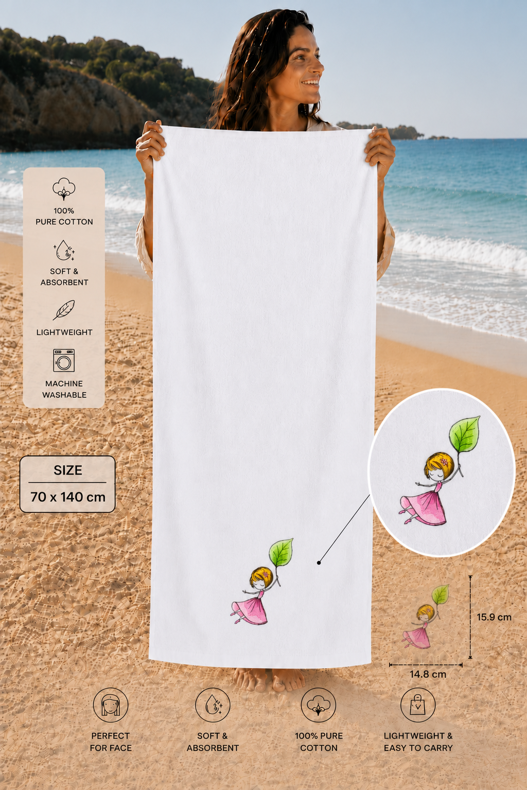 Pinky Balloon Kids Towel