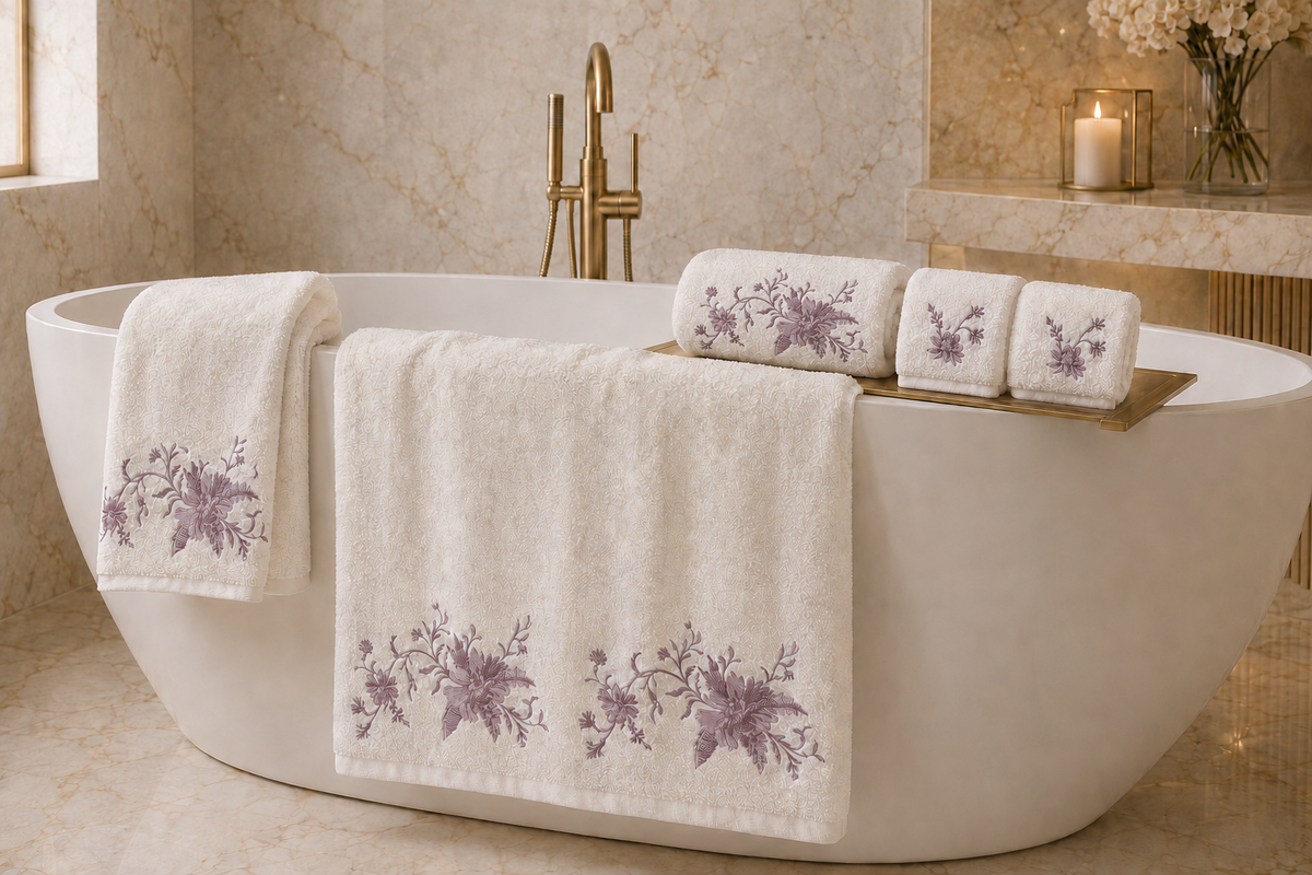 Botanical Embroidered 5-Piece Towel Set
